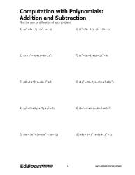 Addition and Subtraction with Polynomials Pic