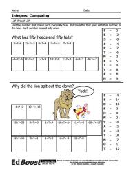 Compare Integers (-20 to 20) Puzzle