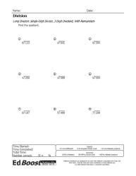  Long Division Single Digit Divisor 3 Digits With Remainders Pic
