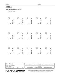 Multi Number Addition Packet 1 Digit Pic
