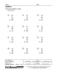 Multi Number Addition Packet 2 Digits Pic