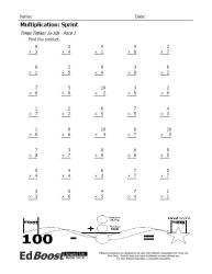 Multiplication Sprint 1s-10s 40 Problem Set Pic