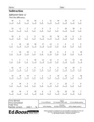 Subtraction Facts 1s Pic