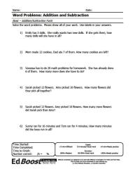 WORD PROBLEMS Addition and Subtraction - basic-additionsubtract facts