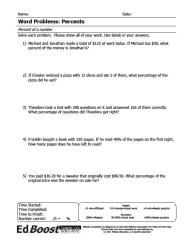 WORD PROBLEMS Percents Percent of a Number.Image