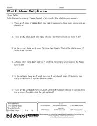 Word Problems - Multiplication (times tables) pic